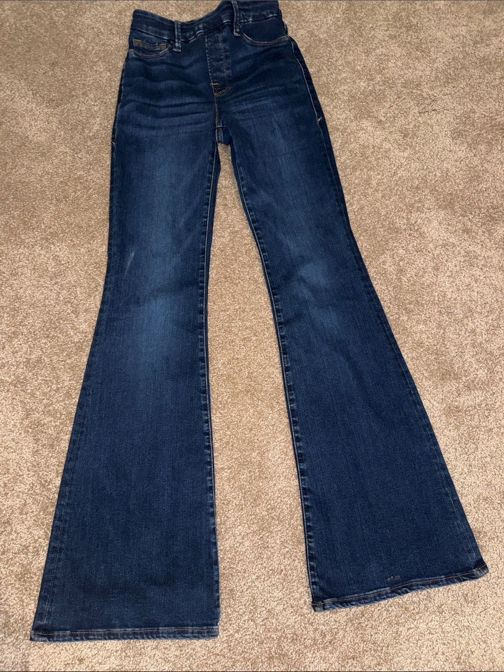 Good American Deep Indigo High-Rise Flare Jeans - Small